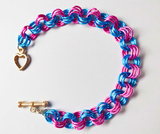 Kids Chainmaille Bracelet – Bright blue & Deep Pink (3-Link Design, 5.75")