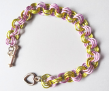 Kids Wicked Chainmaille Bracelet – Pale Green & Pink (3-Link Design, 6