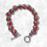 🔴 Cardinal Captured Bead Chainmaille Bracelet