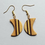 Mystical Beauty: Crescent Moon Inlay Wood Earrings