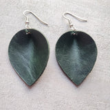 Deep Green Leather Round Earrings with Heart – Cute, Lightweight & Stylish
