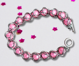 deep pink captured bead chainmaille bracelet