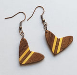 heart shaped walnut and basswood earrings