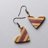 Discover Charm: Petite Heart-Shaped inlay Wood Earrings in Vibrant Multicolored Designs