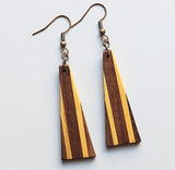 Contemporary Elegance: Long Triangle Inlay Wood Earrings