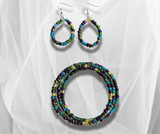 Vibrant Multicolored Bead Jewelry Set: Bracelet & 2.5-Inch Earrings