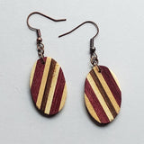 oval inlay wood with bloodwood, basswood and walnut earrings
