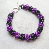 Black & Purple Byzantine Chainmaille Bracelet
