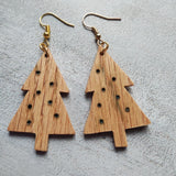 Red Oak Holiday Tree Earrings with Blue Lights 🎄💙