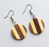 Unique Small Round Inlay Wood Earrings: Vibrant Multicolored Designs