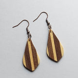 teardrop inlay wood earrings