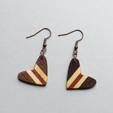 Expressive Elegance: Heart, Funky Style, Inlay Wood Earrings
