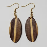 Artisanal Allure: Oval Inlay Wood Earrings