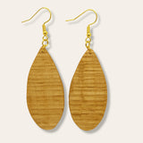 teardrop red oak wood earrings