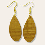 teardrop red oak wood earrings